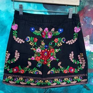 Embroidered Black Skirt